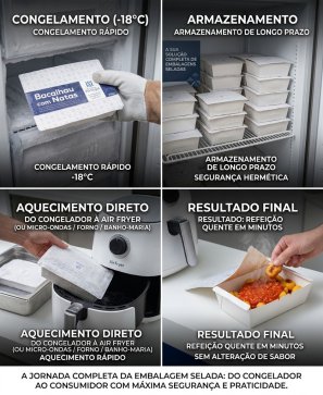 Ciclo de uso da embalagem selada congelada
